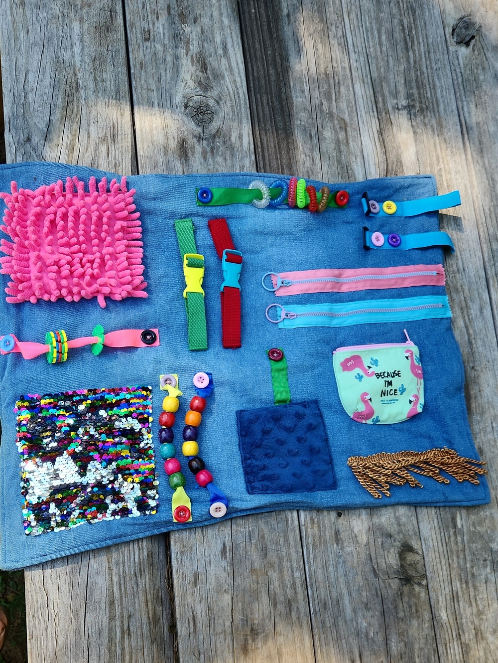 Kids Sensory Activity Mat - Pink, Blue & Multicolor